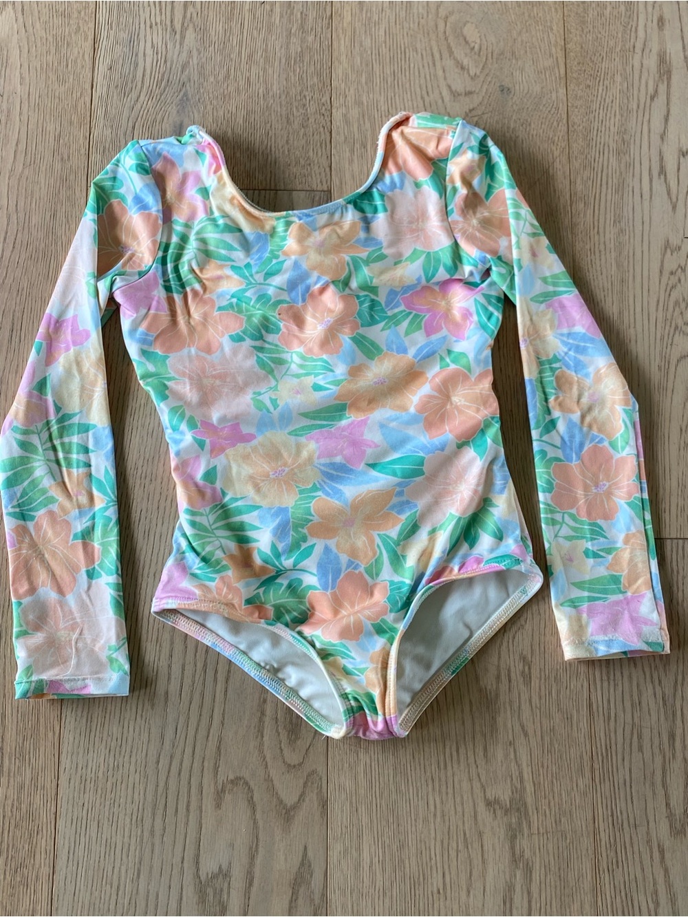 Billabong Girls' Floral Long-Sleeve One-Piece Swim - Peach, Mint, Blue, Pink